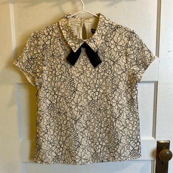 Karl Lagerfeld Lace Overlay Blouse - Picture 2 of 9